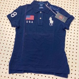 NWT Ralph Lauren Polo Olympics 2008 Official navy cotton polo size Medium